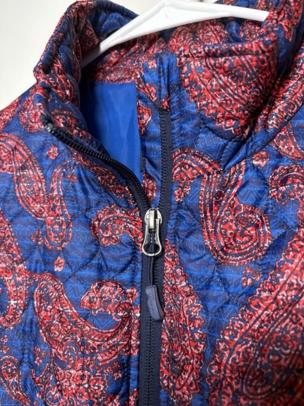 LANDS END Paisley Quilted Insulated Zip-Up Coat Jacket Blue Red Size XL - Picture 5 of 10